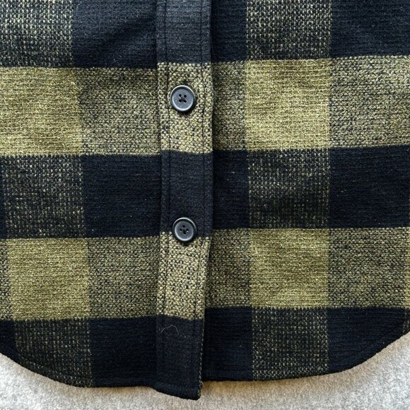 NWT RDI Plaid Collar Shirt Jacket Size XS Olive Green Black Pockets Shacket - Picture 4 of 12